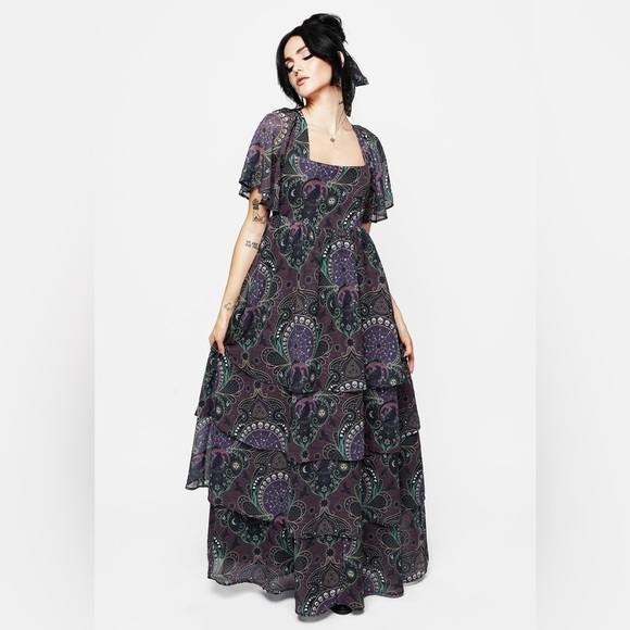 Disturbia Dresses & Skirts - NWT Disturbia Clarette Chiffon Angel Sleeve Tiered Gown US4 / UK8